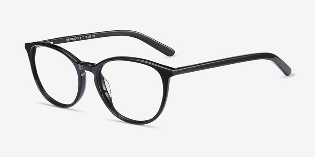 Messenger Black AcetateEyeglass Frames from EyeBuyDirect, Angle View
