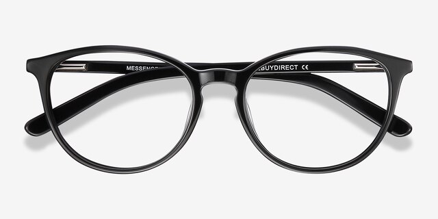 Messenger Black AcetateEyeglass Frames from EyeBuyDirect, Closed View