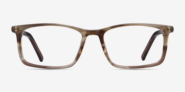 Crane Brown Striped AcetateEyeglass Frames from EyeBuyDirect, Front View
