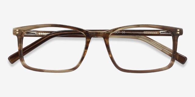 Crane Brown Striped AcetateEyeglass Frames from EyeBuyDirect, Closed View