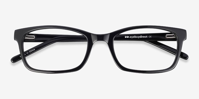 Mesquite Noir AcétateMontures de lunettes de vue d'EyeBuyDirect, Vue Rapprochée