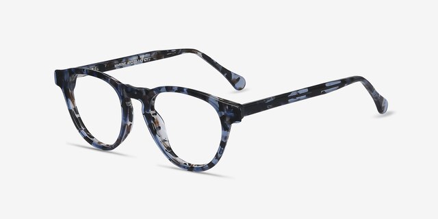 Marine Blue Tortoise AcetateEyeglass Frames from EyeBuyDirect, Angle View