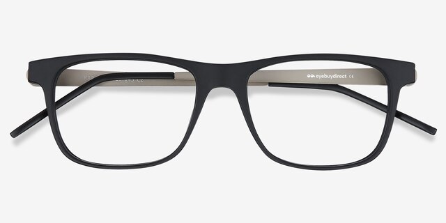 Karat Noir Plastic-metalMontures de lunettes de vue d'EyeBuyDirect, Vue Rapprochée