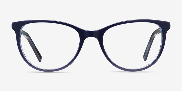 Sphinx Blue Striped AcetateEyeglass Frames from EyeBuyDirect, Front View