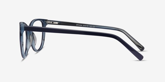 Sphinx Blue Striped AcetateEyeglass Frames from EyeBuyDirect, Side View