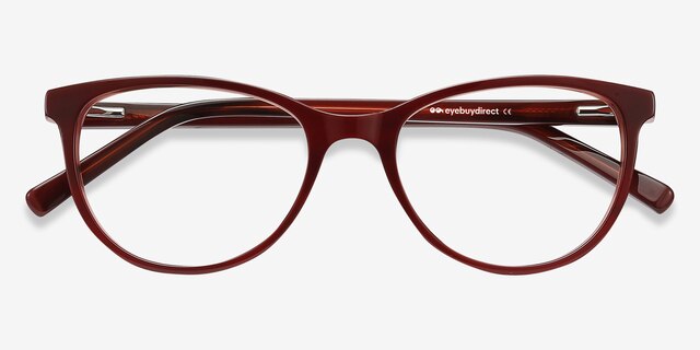 Sphinx Red Striped AcetateEyeglass Frames from EyeBuyDirect, Closed View