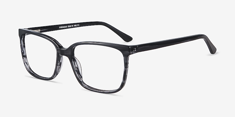 Sharp Front Retangle Formula Rectangle Gray Striped Glasses for Men | Eyebuydirect Canada