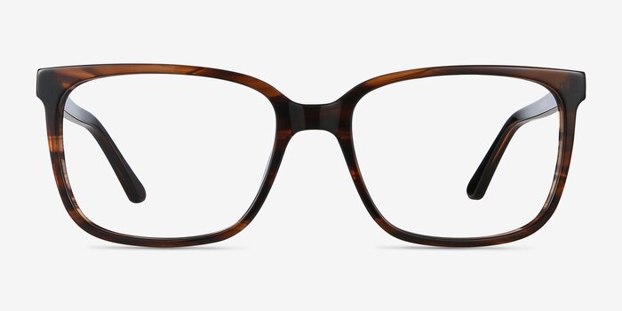 Formula Brown Striped Acétate Montures de lunettes de vue d'EyeBuyDirect