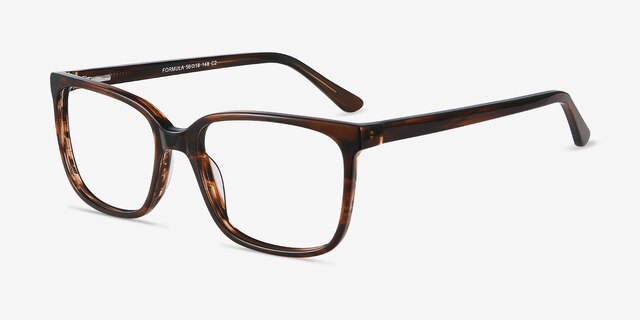 Formula Brown Striped AcetateEyeglass Frames from EyeBuyDirect, Angle View