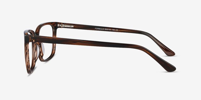 Formula Brown Striped AcetateEyeglass Frames from EyeBuyDirect, Side View