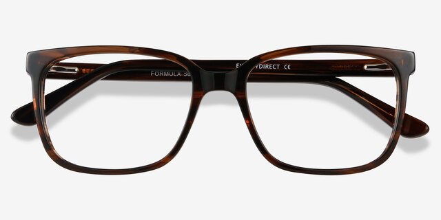 Formula Brown Striped AcetateEyeglass Frames from EyeBuyDirect, Closed View
