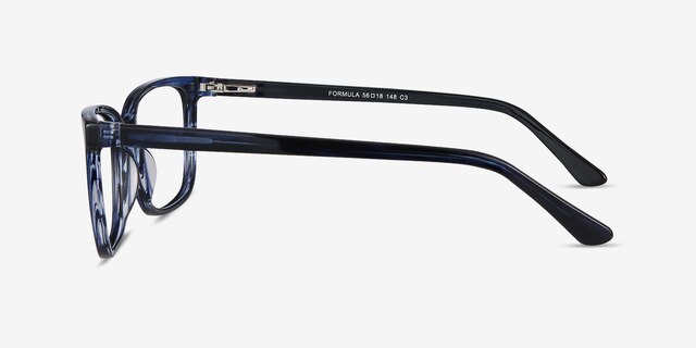 Formula Blue Striped AcetateEyeglass Frames from EyeBuyDirect, Side View