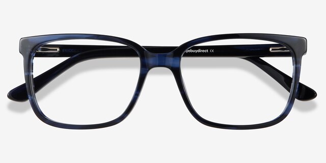 Formula Blue Striped AcetateEyeglass Frames from EyeBuyDirect, Closed View