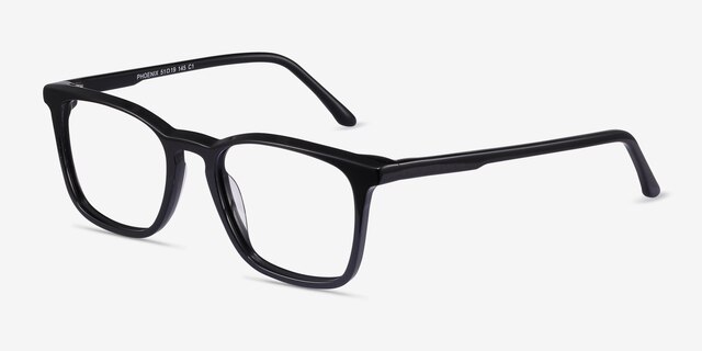 Phoenix Noir AcétateMontures de lunettes de vue d'EyeBuyDirect, Vue d'Angle
