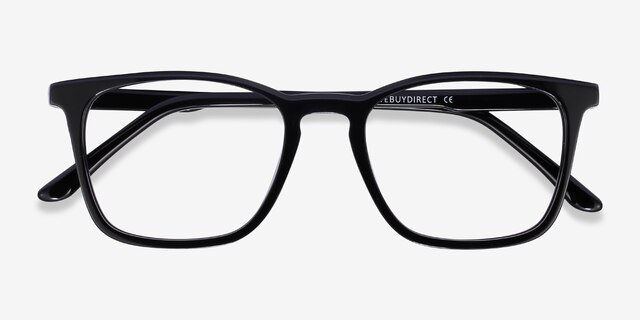 Phoenix Noir AcétateMontures de lunettes de vue d'EyeBuyDirect, Vue Rapprochée