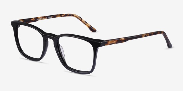 Phoenix Black Tortoise AcetateEyeglass Frames from EyeBuyDirect, Angle View