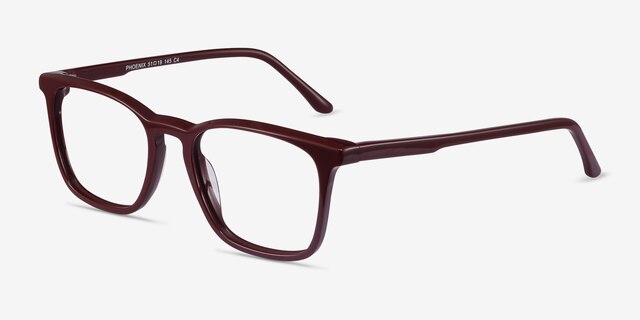 Phoenix Burgundy AcetateEyeglass Frames from EyeBuyDirect, Angle View