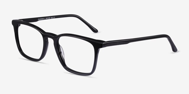 Phoenix Black AcetateEyeglass Frames from EyeBuyDirect, Angle View
