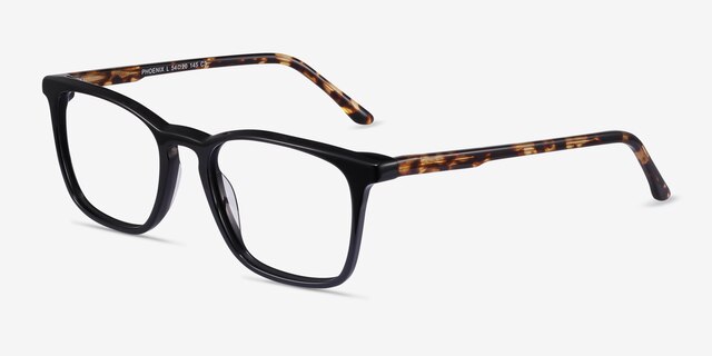 Phoenix Black Tortoise AcetateEyeglass Frames from EyeBuyDirect, Angle View