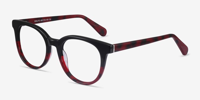 Rialto Black Red AcetateEyeglass Frames from EyeBuyDirect, Angle View