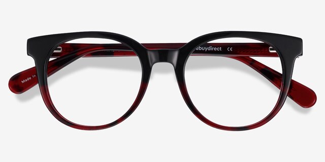 Rialto Black Red AcetateEyeglass Frames from EyeBuyDirect, Closed View