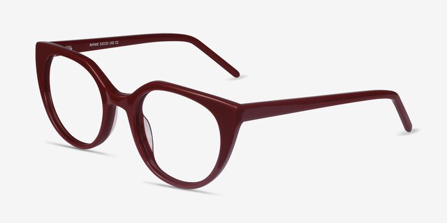 Rhyme Burgundy AcetateEyeglass Frames from EyeBuyDirect, Angle View
