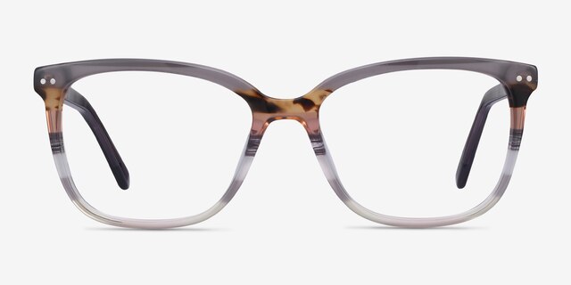 North Gray Striped AcetateEyeglass Frames from EyeBuyDirect, Front View