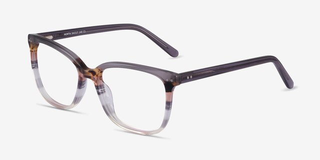 North Gray Striped AcetateEyeglass Frames from EyeBuyDirect, Angle View