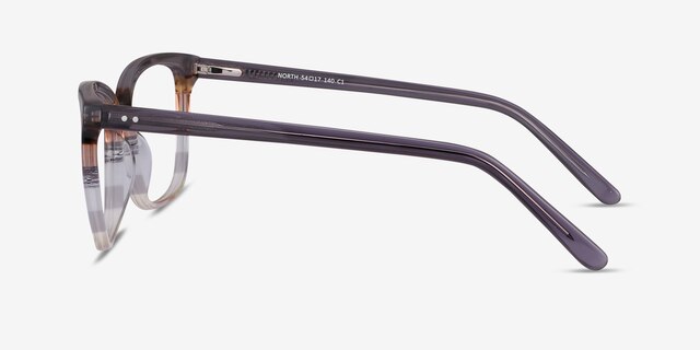 North Gray Striped AcetateEyeglass Frames from EyeBuyDirect, Side View