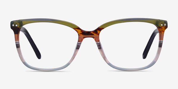 North Green Striped Acetate Eyeglass Frames