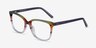 North Green Striped AcetateEyeglass Frames from EyeBuyDirect, Angle View
