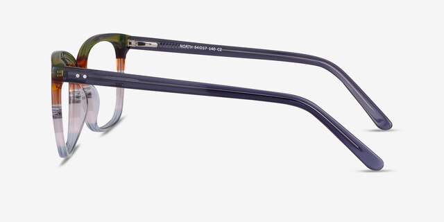 North Green Striped AcetateEyeglass Frames from EyeBuyDirect, Side View