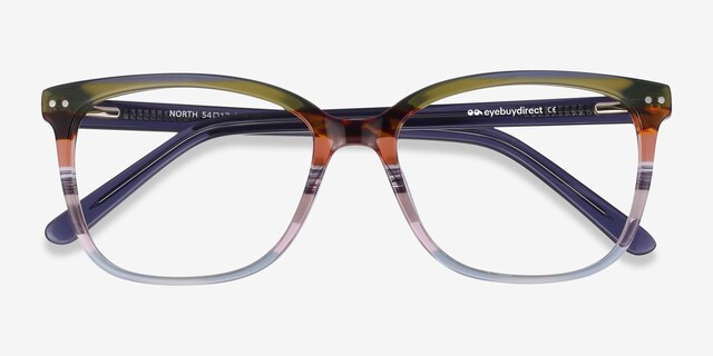 North Green Striped AcetateEyeglass Frames from EyeBuyDirect, Closed View