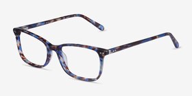 Alette Blue Floral Acétate Montures de lunettes de vue d'EyeBuyDirect, Vue d'Angle