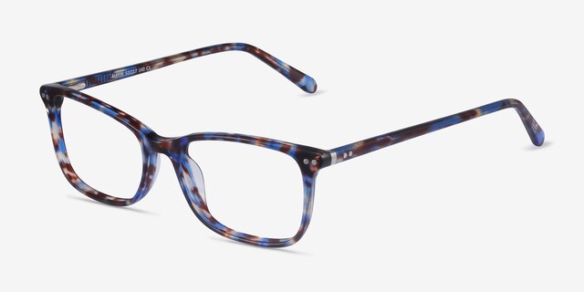 Alette Blue Floral AcetateEyeglass Frames from EyeBuyDirect, Angle View