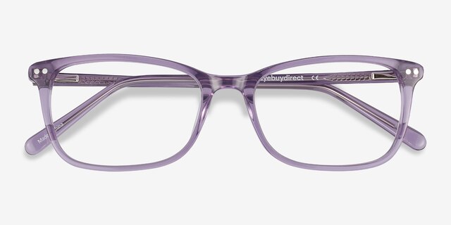 Alette Clear Purple AcétateMontures de lunettes de vue d'EyeBuyDirect, Vue Rapprochée