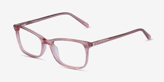 Alette Clear Pink AcetateEyeglass Frames from EyeBuyDirect, Angle View
