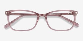 Alette Clear Pink Acétate Montures de lunettes de vue d'EyeBuyDirect, Vue Rapprochée
