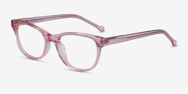 Thinker Clear Pink AcetateEyeglass Frames from EyeBuyDirect, Angle View