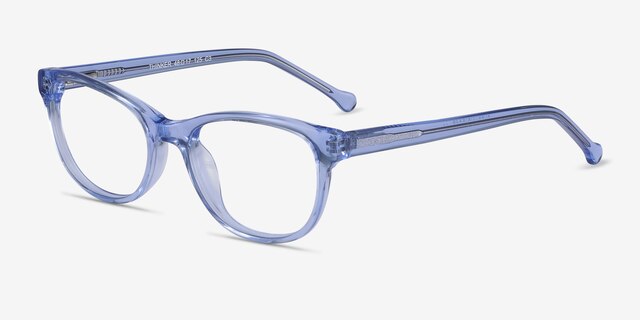 Thinker Clear Blue AcetateEyeglass Frames from EyeBuyDirect, Angle View