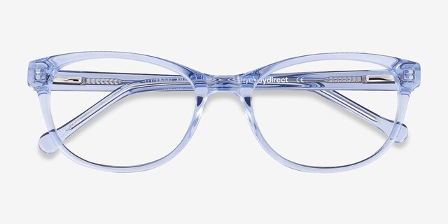 Thinker Clear Blue AcetateEyeglass Frames from EyeBuyDirect, Closed View