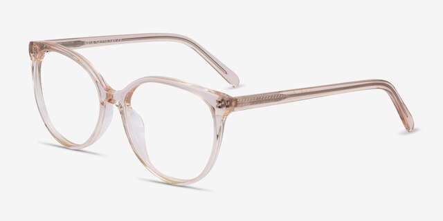 Nala Clear Pink AcetateEyeglass Frames from EyeBuyDirect, Angle View