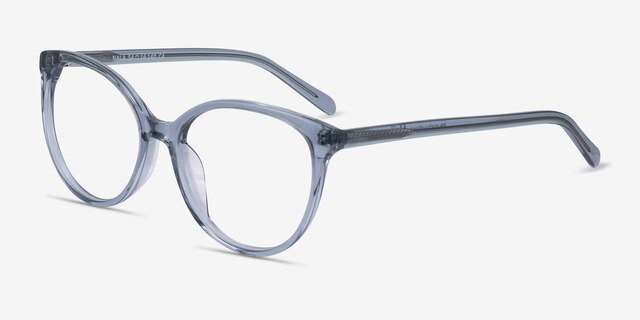 Nala Clear Blue AcetateEyeglass Frames from EyeBuyDirect, Angle View