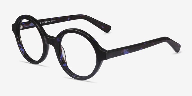 Groove Bleu AcétateMontures de lunettes de vue d'EyeBuyDirect, Vue d'Angle