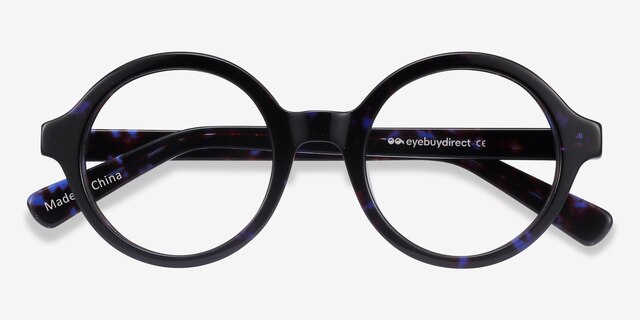 Groove Bleu AcétateMontures de lunettes de vue d'EyeBuyDirect, Vue Rapprochée