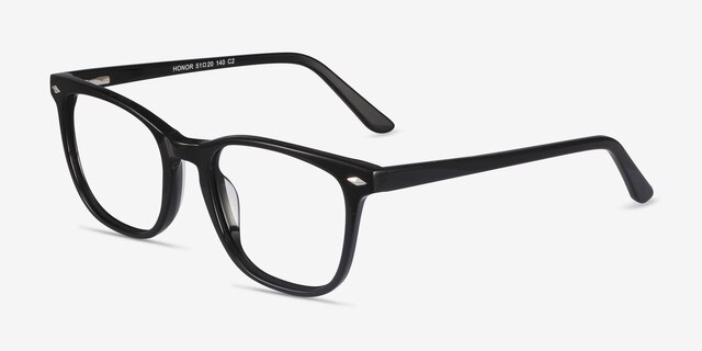 Honor Black AcetateEyeglass Frames from EyeBuyDirect, Angle View