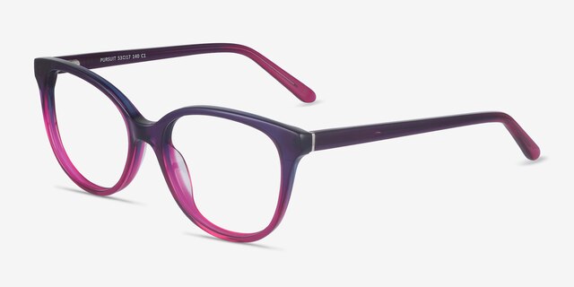 Pursuit Violet AcétateMontures de lunettes de vue d'EyeBuyDirect, Vue d'Angle