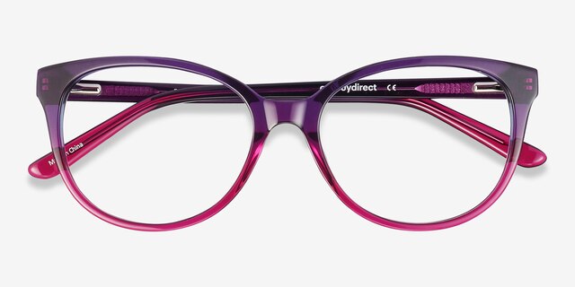 Pursuit Violet AcétateMontures de lunettes de vue d'EyeBuyDirect, Vue Rapprochée