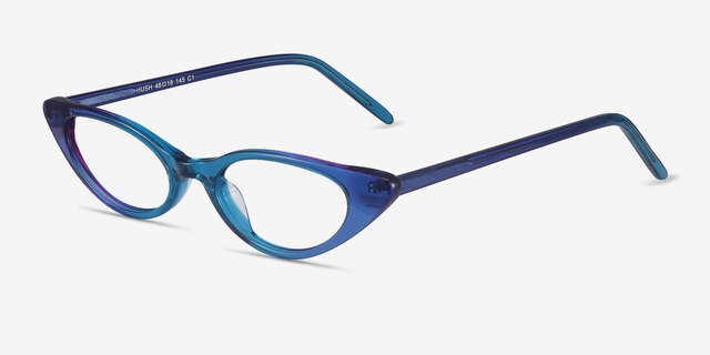 Hush Blue AcetateEyeglass Frames from EyeBuyDirect, Angle View