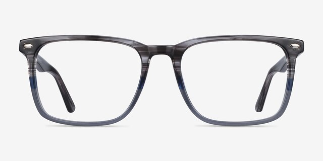 Tactician Gray Striped AcetateEyeglass Frames from EyeBuyDirect, Front View
